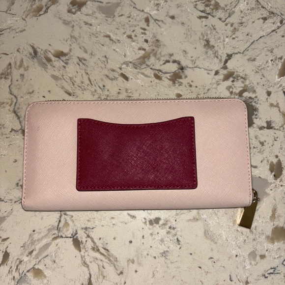 EUC Like  New Michael Kors Leather Continental Blush & Burgundy Wallet - Picture 2 of 5